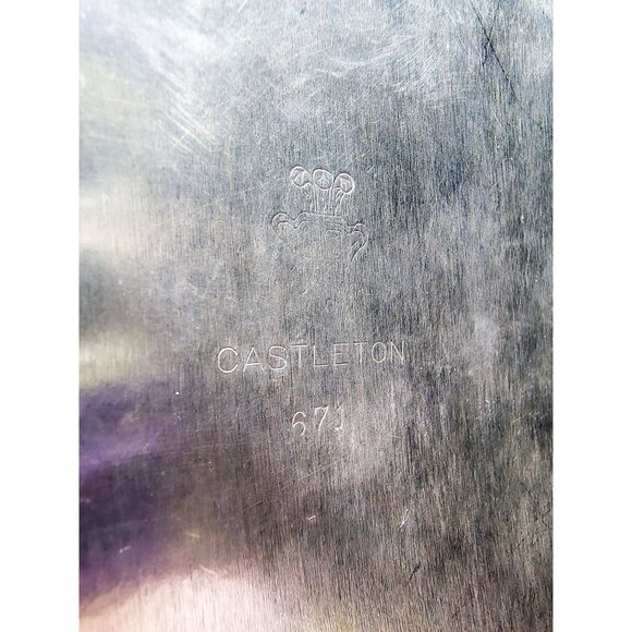 Serving Tray Vintage Castleton Round Plate Etched Patina International Silver Co - Picture 16 of 16